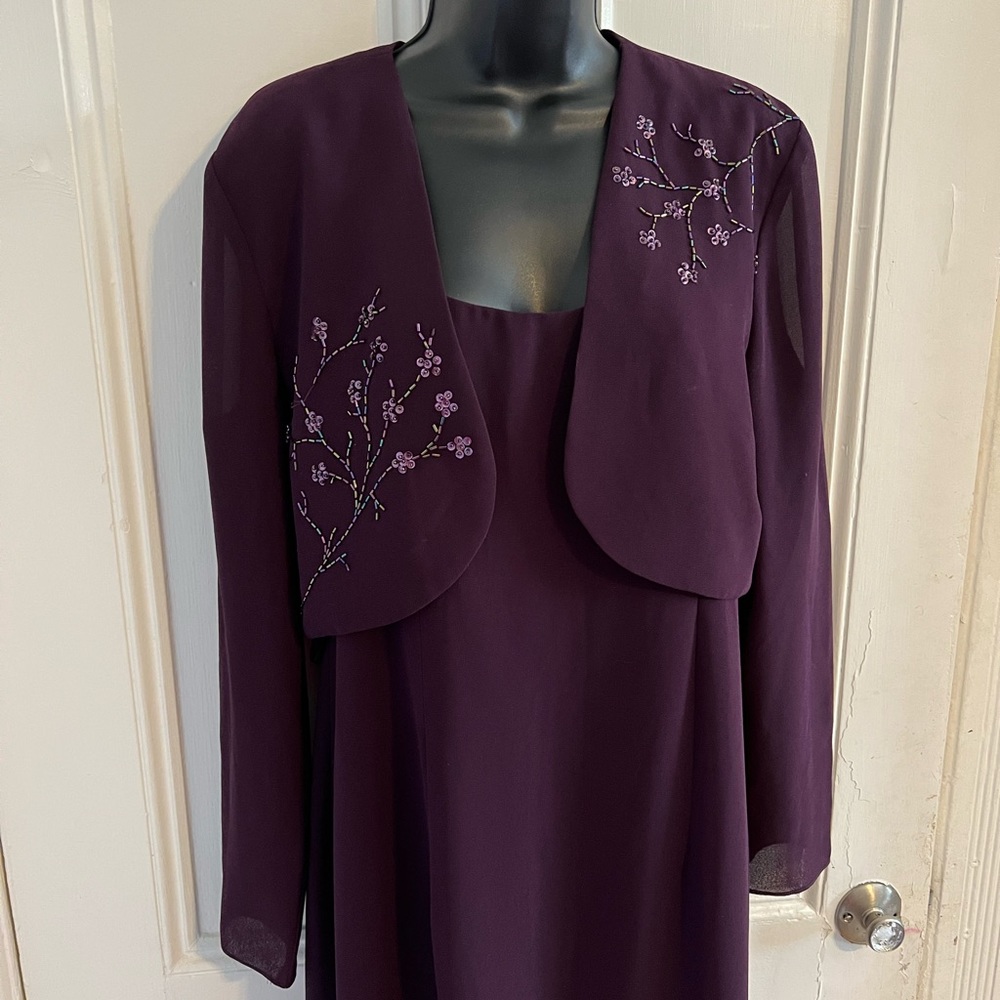 After Dark Purple Beaded 2-Piece Formal Maxi Dress | Size 10